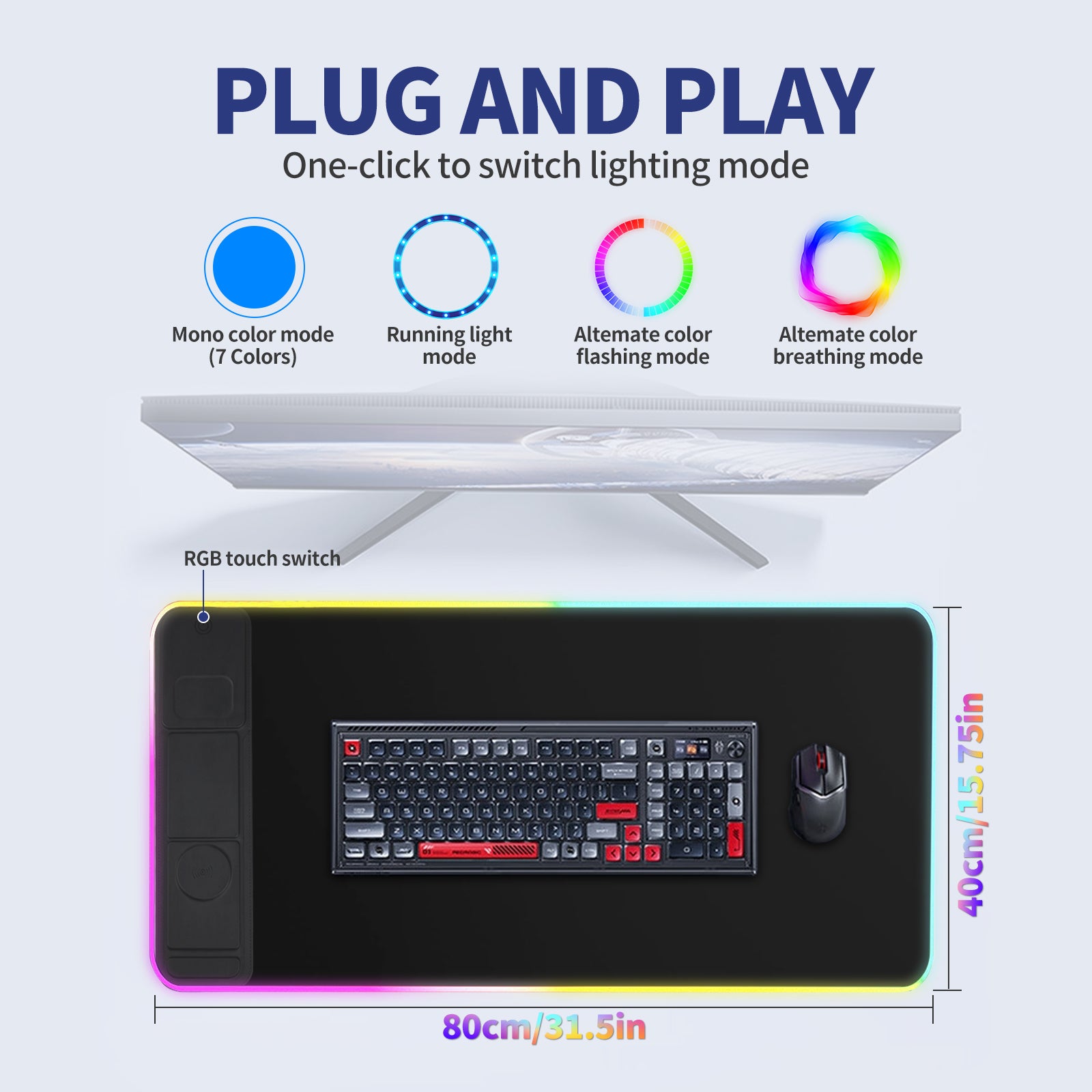 XXL RGB Glowing Waterproof Mouse Pad Gaming Desk Mat for Office Home Computer Gaming Writing Laptop Pad with Versatile Use and Stylish Design mouse pad charger