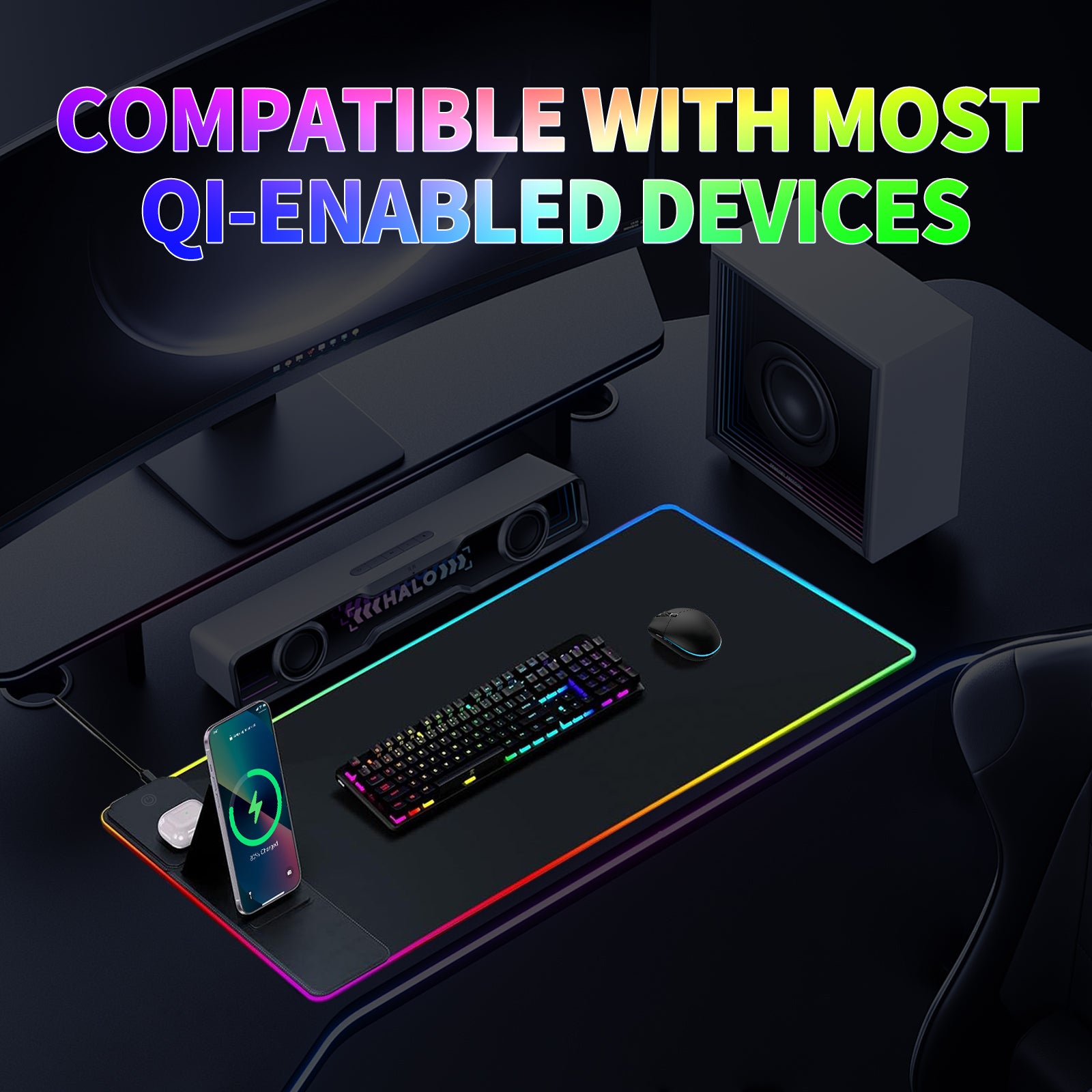 XXL RGB Glowing Waterproof Mouse Pad Gaming Desk Mat for Office Home Computer Gaming Writing Laptop Pad with Versatile Use and Stylish Design mouse pad charger
